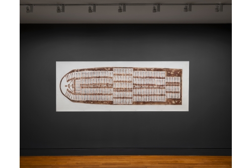 Moridja Kitenge Banza, De 1848 à nos jours | coupe de bateau négrier, 2006-2018
Encre sur mylar
92 x 213 cm (36” x 89”)
Collection du Musée des beaux-arts du Canada, Ottawa, Canada
