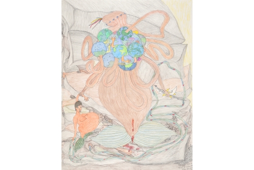 Shuvinai Ashoona, Sans titre, 2015
Crayon de couleur et encre sur papier
76.2 x 58.5 cm (30” x 23”)
