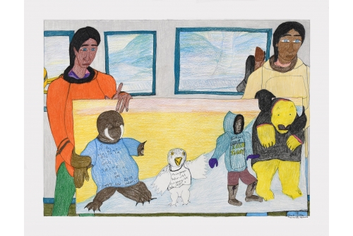 Shuvinai Ashoona, Untitled, 2018
Crayon de couleur et encre sur papier
58,5 x 76 cm (23” x 30”)
