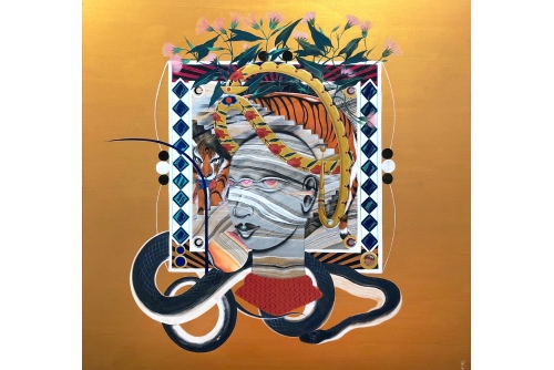 Rajni Perera, Fever (Objects of Dreamworld series), 2020
Fusain, craie, stylo gel, goucahe acrylique, aquarelle et encre sur papier
69 x 71 cm (27” x 28”)
