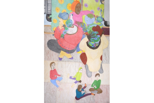 Shuvinai Ashoona, Untitled, 2021
Graphite, crayon de couleur et encre sur papier (ENCADRÉE)
197 x 127,7 cm (77,6” x 50,3”)
