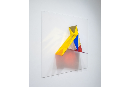Julie Trudel, Trio de rectangles (sur blanc), 2022
Feuilles d’acrylique décapées, sablées, pliées, assemblées et gesso
115 x 115 cm (45” x 45”)
