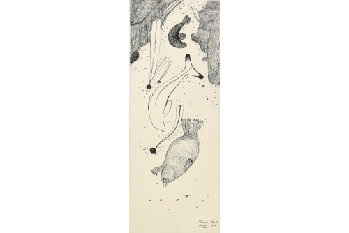 Shuvinai Ashoona, Untitled (ASHO-148-0555), 2003
Graphite and ink on paper (FRAMED)
66 x 26 cm (26” x 10,25”)
Private collection
