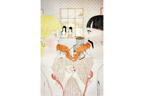 Allie Gattor, Lobster, 2022
Stylo, crayon, encre et aquarelle sur papier
91,5 x 61 cm (36” x 24”)
Collection Majudia
