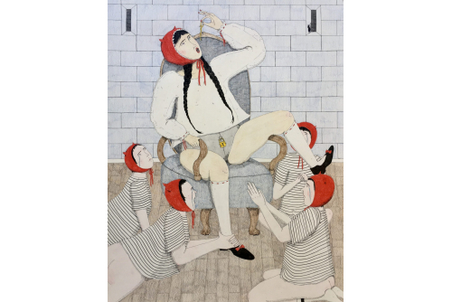 Allie Gattor, Chastity, 2022
Stylo, crayon, encre et aquarelle sur papier
64,8 x 50,2 cm (25,5” x 19,75”)
