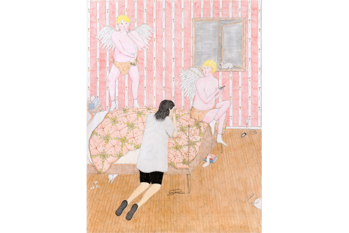 Allie Gattor, Céleste, 2023
Stylo et crayon de couleur sur papier
61 x 45,7 cm (24” x 18”)
Collection Claridge
