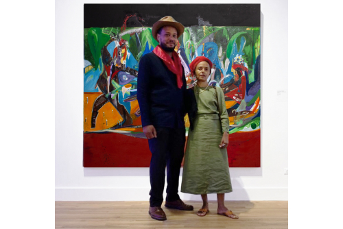 Clovis avec Muriel lors du vernissage de l’exposition « Musée d’art actuel / Département des invisibles », Musée des beaux-arts de Montréal, (commissaire : Stanley Février)
