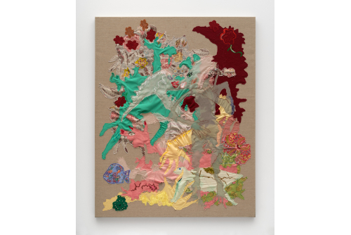Cindy Phenix, One Another Moment by Moment, 2022
Huile et pastel sur tissus et toile de lin
152,4 x 122 cm (60” x 48”)
