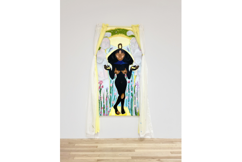 Esther Calixte-Bea, Fyète-Venus Takes Her Place, 2022
Acrylique sur toile et tissu
173 x 86 cm (68” x 34”)
