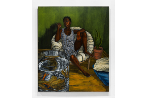 Marie-Danielle Duval, Mascarade, 2023
Acrylic on wood panel
152,4 x 127 cm (60” x 50”)
