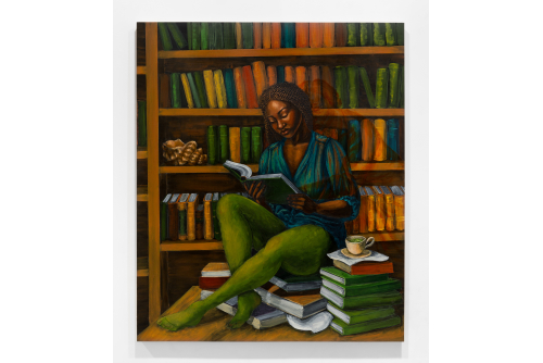 Marie-Danielle Duval, Le vermeil et le vert, 2023
Acrylic on wood panel
152,4 x 127 cm (60” x 50”)
