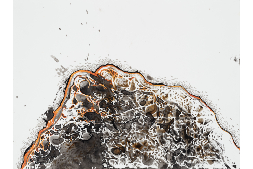 Farzaneh Rezaei, Ruptures, 2023
Ink and saffron on paper (UNFRAMED)
46 x 61 cm (18” x 24”)
