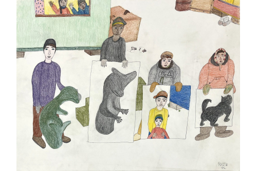Shuvinai Ashoona, Sans titre, 2023
Crayon de couleur et encre sur papier [ENCADRÉE]
58,1 x 76 cm (23” x 30“)
3700 $
