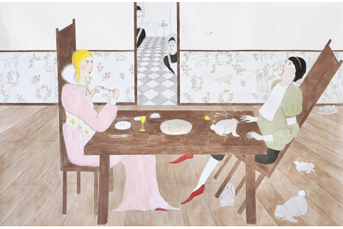 Allie Gattor, Target, 2024
Pen, pencil, ink, gouache and coloured pencil on paper [FRAMED]
81 x 123 cm (32” x 48”)
Sold
